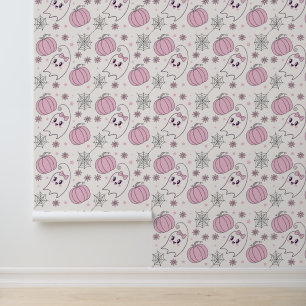 Pastel Pink Halloween Seamless Pattern (4) Wallpaper