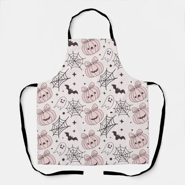 Pastel Pink Halloween Seamless Pattern (5) Apron (Front)