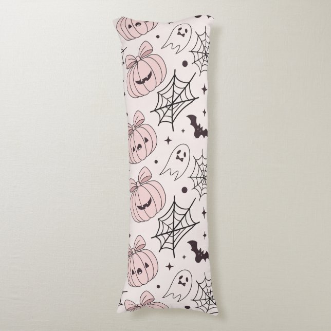 Pastel Pink Halloween Seamless Pattern (5) Body Cushion (Front Vertical)