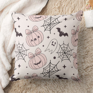 Pastel Pink Halloween Seamless Pattern (5) Cushion