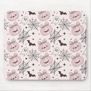 Pastel Pink Halloween Seamless Pattern (5) Mouse Pad