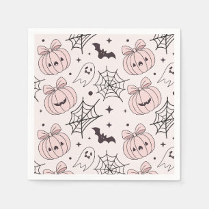 Pastel Pink Halloween Seamless Pattern (5) Napkin