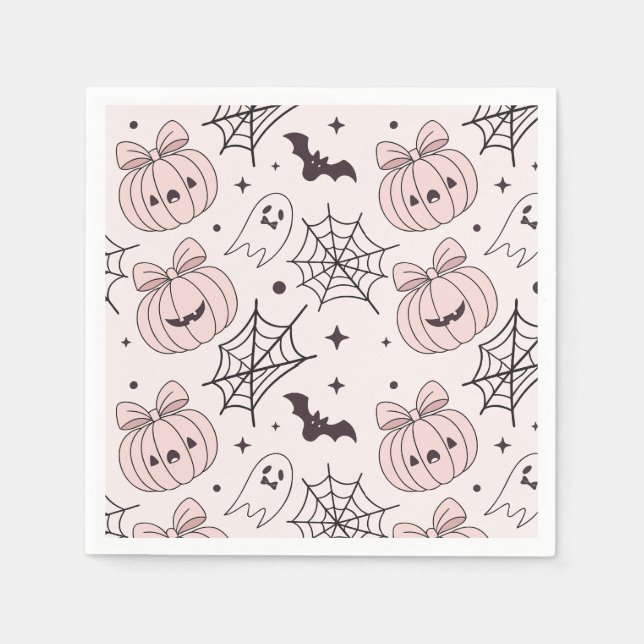 Pastel Pink Halloween Seamless Pattern (5) Napkin (Front)