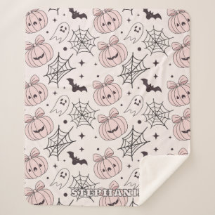 Pastel Pink Halloween Seamless Pattern (5) Sherpa Blanket