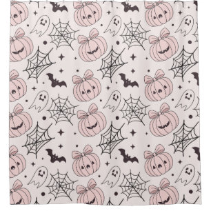 Pastel Pink Halloween Seamless Pattern (5) Shower Curtain