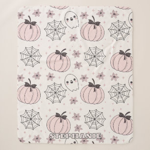 Pastel Pink Halloween Seamless Pattern Sherpa Blanket