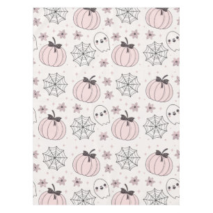 Pastel Pink Halloween Seamless Pattern Tablecloth