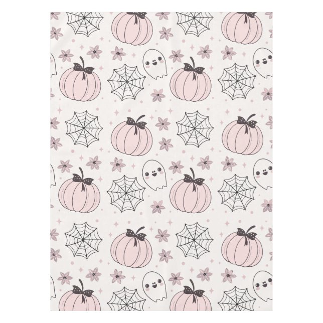 Pastel Pink Halloween Seamless Pattern Tablecloth (Front)