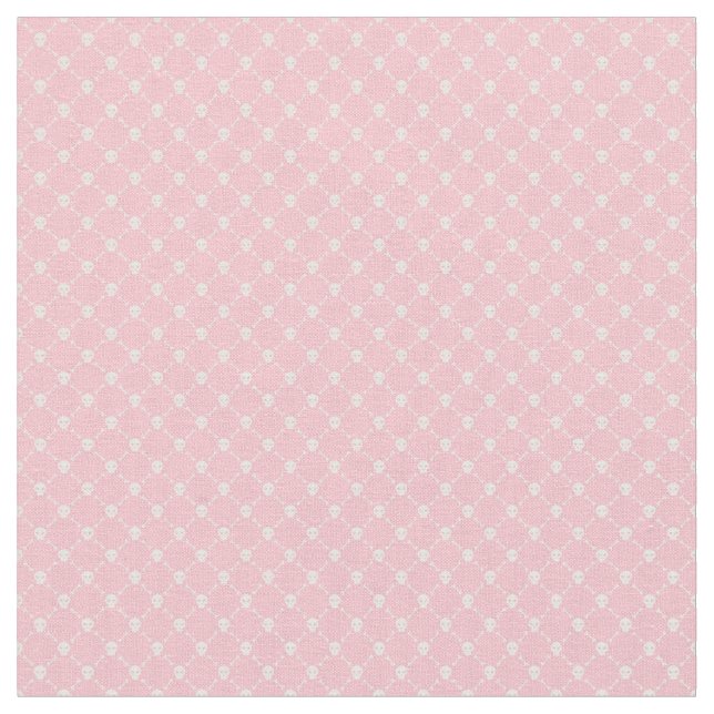 pastel pink halloween skull crossbones print fabric (Close Up)