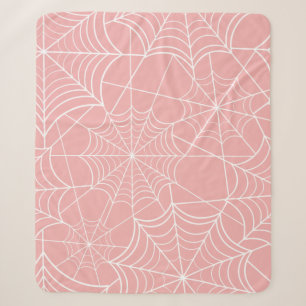 pastel pink halloween spider web sherpa blanket
