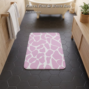 Pastel Pink Hand-Painted Giraffe Spots Bath Mat