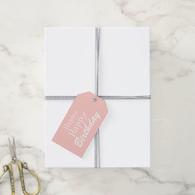 Pastel Pink Happy Birthday Gift Tag (With Twine)