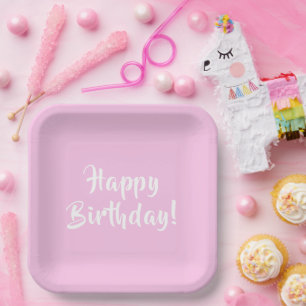 Pastel Pink Happy Birthday Plates