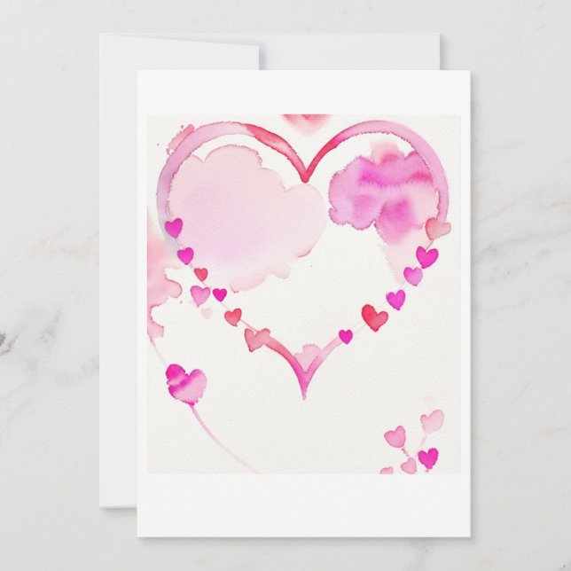 Pastel Pink Heart Garland, Valentine's Day Decor Holiday Card (Front)