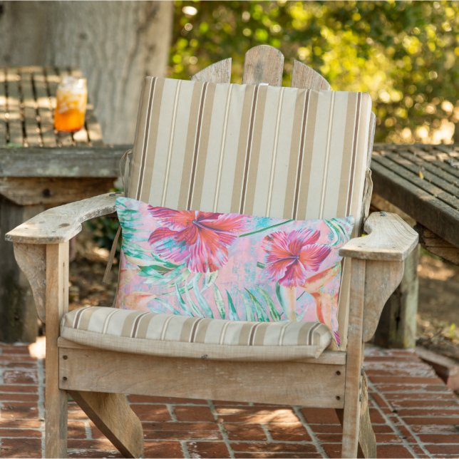 Pastel Pink Hibiscus Flower Throw Pillow (Chair)