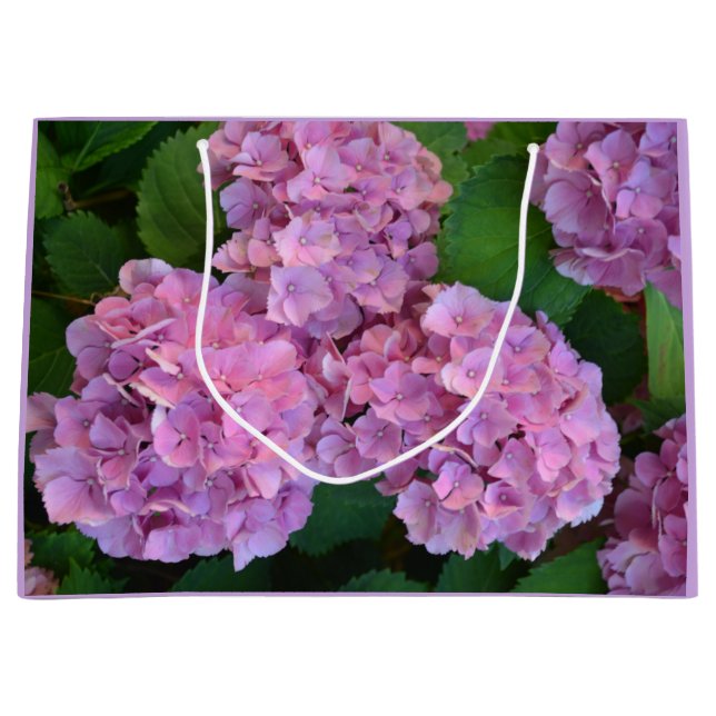 Pastel pink Hortensia hydrangea flowers   Large Gift Bag (Front)