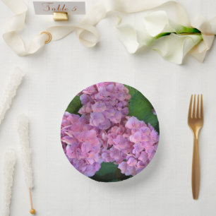 Pastel pink Hortensia hydrangea flowers  Paper Plate
