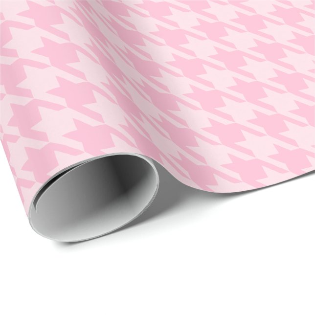 Pastel Pink Houndstooth Wrapping Paper (Roll Corner)