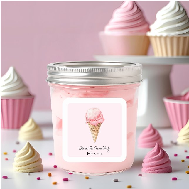Pastel Pink Ice Cream Sticker | Kids Summer Party (Creator Uploaded)