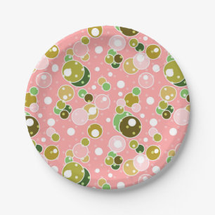 Pastel pink kids fun bubbles circles birthday cute paper plate