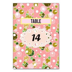 Pastel pink kids fun bubbles circles birthday cute table number