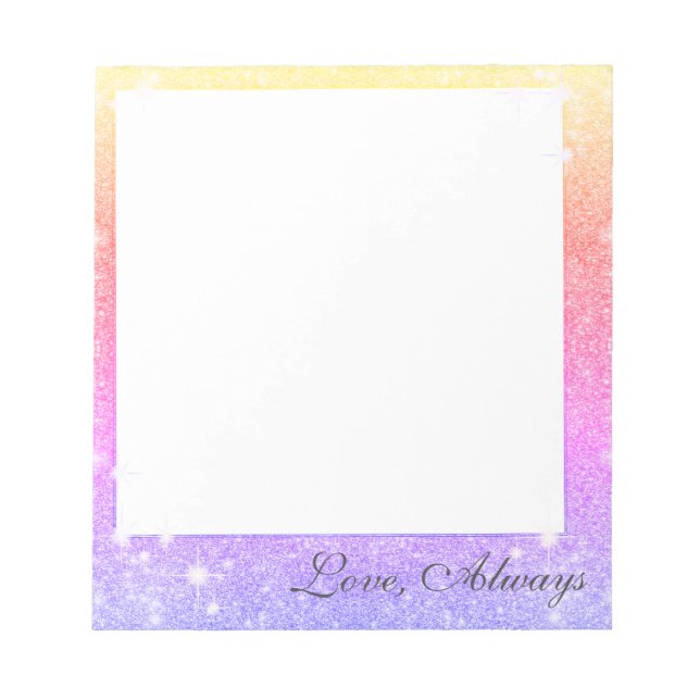 Pastel Pink Lavender Gold Glitter Sparkle Notepad (Front)