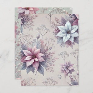 Pastel Pink & Lavender Poinsettia Scrapbook Paper