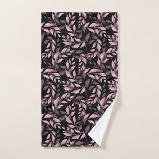 Pastel Pink Leaves and Black Pattern Bath Towel Set