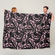  Pastel Pink Leaves on Black 