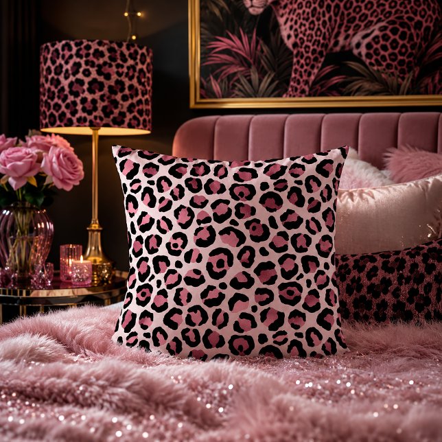 Pastel Pink Leopard Print Animal Pattern Cushion (Creator Uploaded)