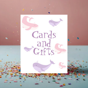 Pastel Pink Lilac Whale Cards and Gifts Poster