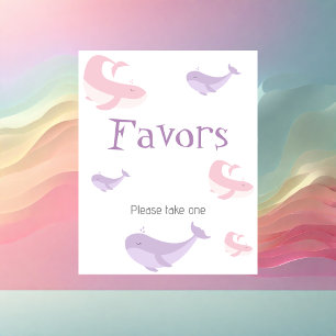 Pastel Pink Lilac Whale Favours Poster