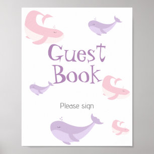 Pastel Pink Lilac Whale Guest Book
