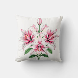 Pastel Pink Lilies with Art Deco Style Cushion
