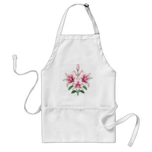 Pastel Pink Lilies with Art Deco Style Standard Apron