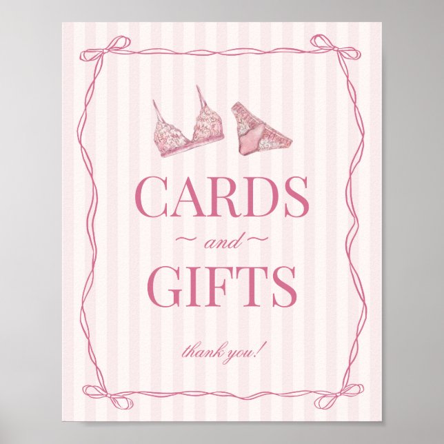 Pastel Pink Lingerie Bachelorette Cards & Gifts Poster (Front)