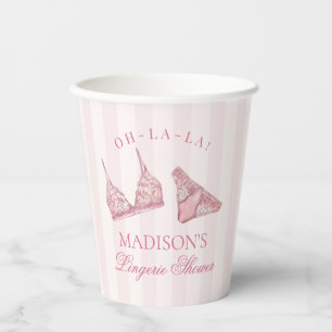 Pastel Pink Lingerie Shower Bachelorette Bridal Paper Cups
