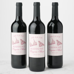 Pastel Pink Lingerie Shower Bachelorette Party Wine Label