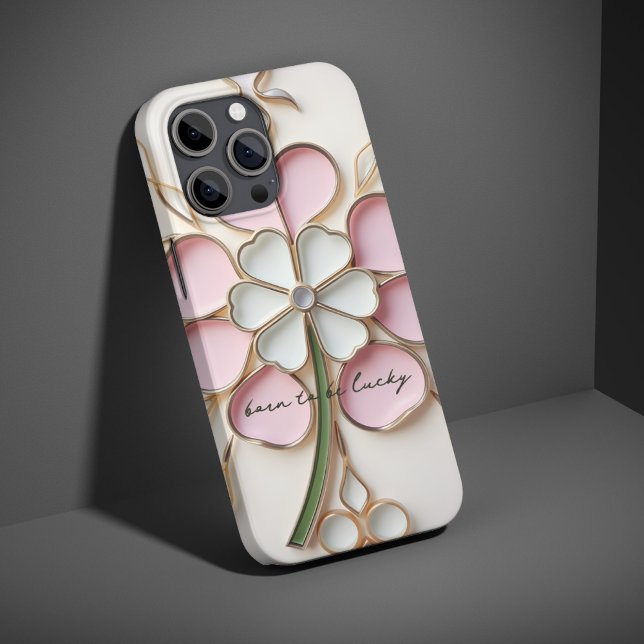 Pastel Pink Lucky Clover Stained Glass Effect Case-Mate iPhone Case (Pastel Pink Lucky Clover Stained Glass Effect Case-Mate iPhone Case)