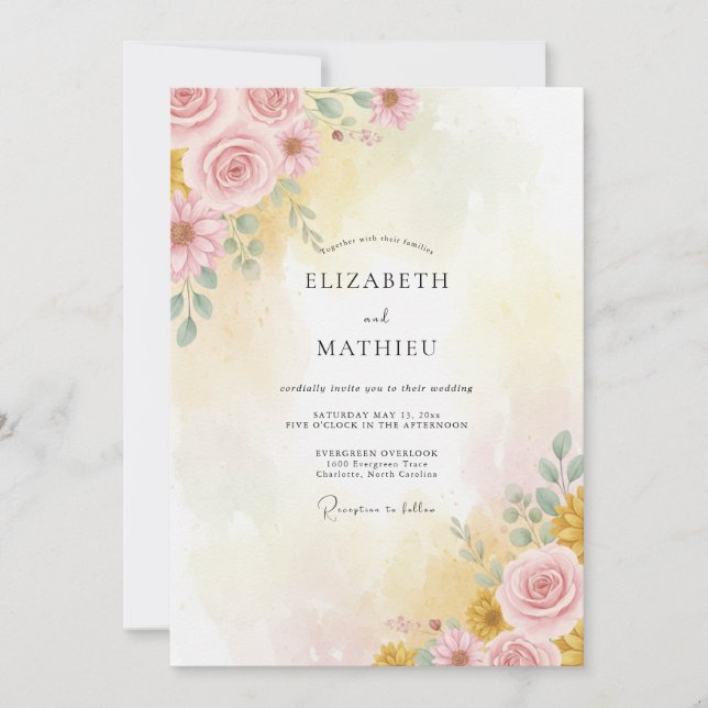 Pastel Pink Luminous Summer Wedding Invitation (Front)