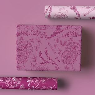 Pastel Pink & Magenta Warm Winter Christmas Art Wrapping Paper Sheet