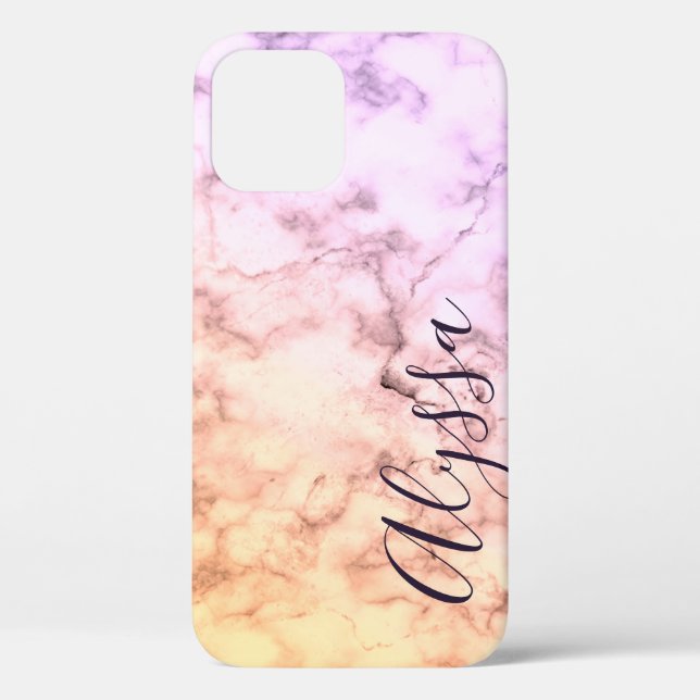 Pastel Pink Marble Marbled Pattern Calligraphy Case-Mate iPhone Case (Back)