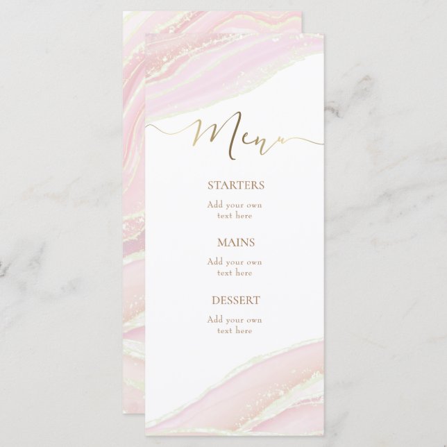 pastel pink marble  Menu (Front/Back)