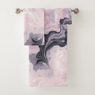 PASTEL PINK MARBLE SWIRL BATHROOM TOWEL SET