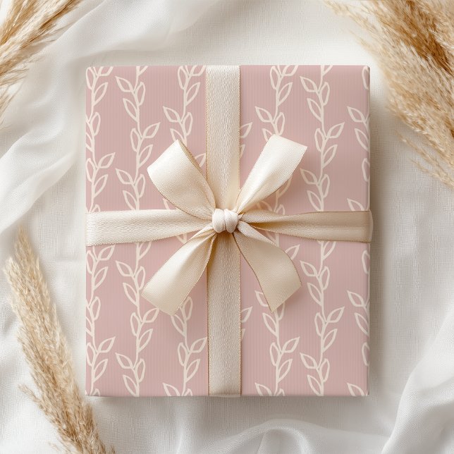 Pastel Pink Mauve Shabby Leaf Floral  Wrapping Paper (Creator Uploaded)