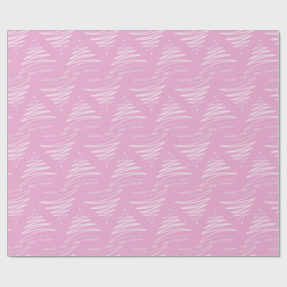 Pastel Pink Merry Christmas Tree Wrapping Paper