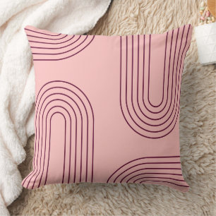 pastel pink mid century modern retro geometric cushion