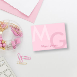 Pastel Pink Minimal Clean Modern Large Monogram Post-it Notes