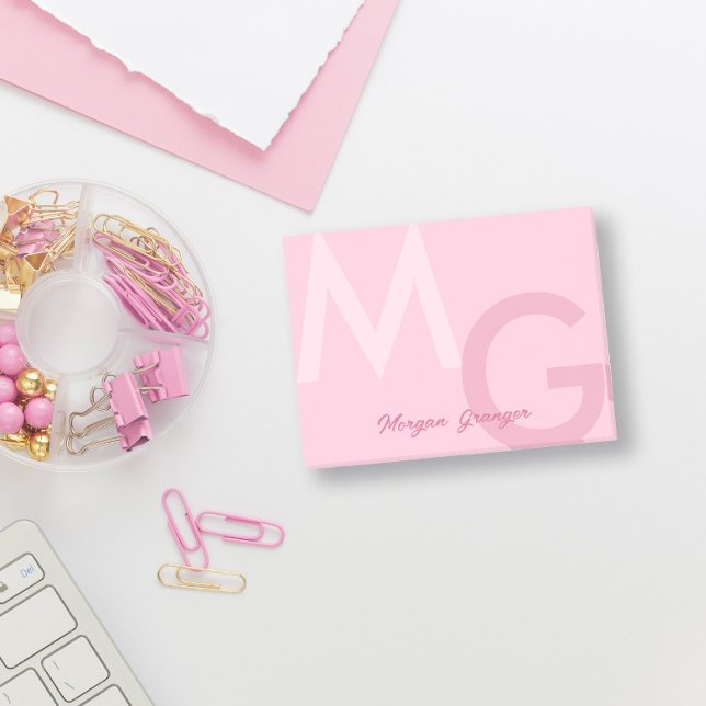 Pastel Pink Minimal Clean Modern Large Monogram Post-it Notes (Creator Uploaded)