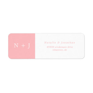 pastel pink minimalist bride groom initials return address label